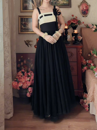 Classical Spaghetti Straps Prom Dress Black A-Line Formal Dress GG7135