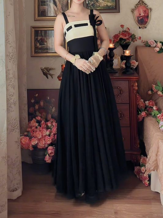 Classical Spaghetti Straps Prom Dress Black A-Line Formal Dress GG7135