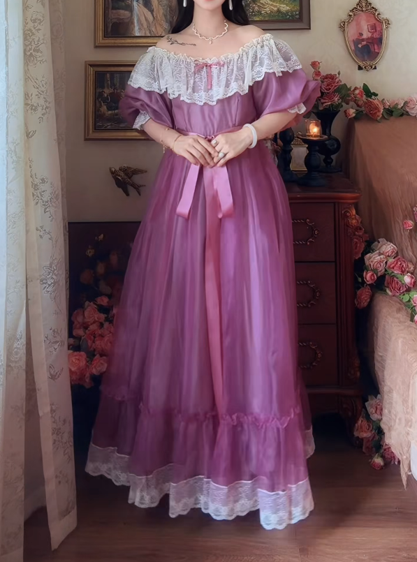 Unique Off-Shoulder Purple Prom Dress Lace A-Line Formal Dress GG7137
