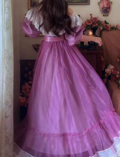 Unique Off-Shoulder Purple Prom Dress Lace A-Line Formal Dress GG7137