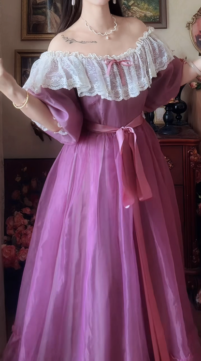 Unique Off-Shoulder Purple Prom Dress Lace A-Line Formal Dress GG7137