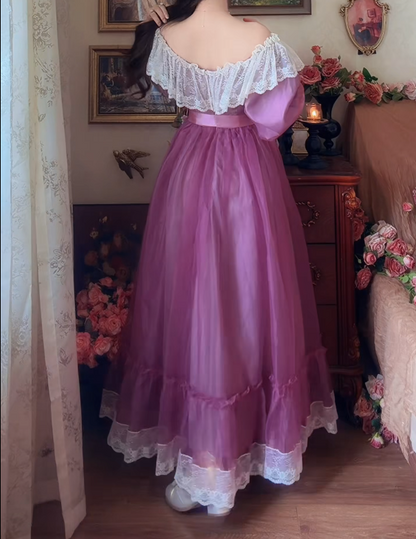 Unique Off-Shoulder Purple Prom Dress Lace A-Line Formal Dress GG7137