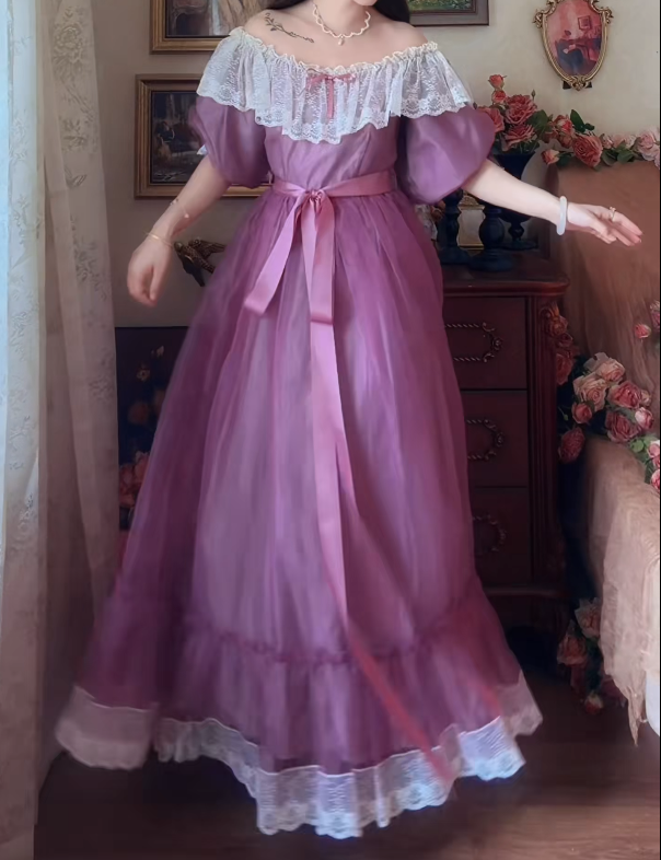 Unique Off-Shoulder Purple Prom Dress Lace A-Line Formal Dress GG7137