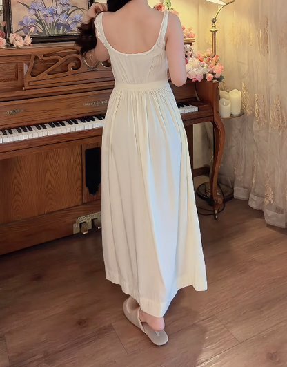 Retro Spaghetti Straps Prom Dress Ivory Lace A-Line Formal Dress GG7139