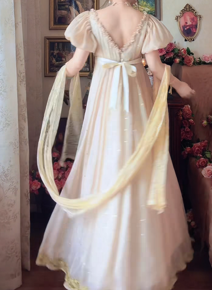 Chic Square Neck Gold Prom Dress Sequins Ruffles A-Line Formal Dress GG7144