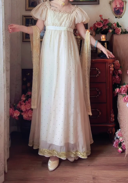 Chic Square Neck Gold Prom Dress Sequins Ruffles A-Line Formal Dress GG7144