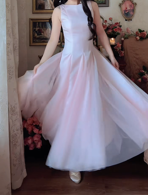 Sweet Jewel Neck Prom Dress Pink Tulle A-Line Formal Dress GG7151