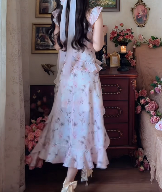 Lovely Square Neck Homecoming Dress Floral Ruffles A-Line Birthday Dress GG7154