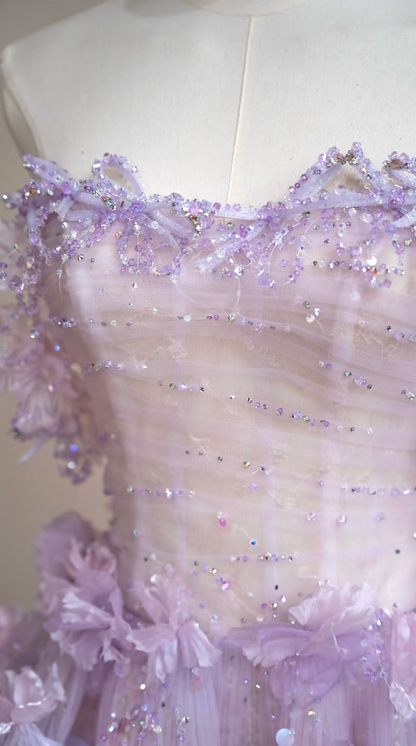 Charming Off-Shoulder Purple Prom Dress Appliques Sequins A-Line Formal Dress GG7162
