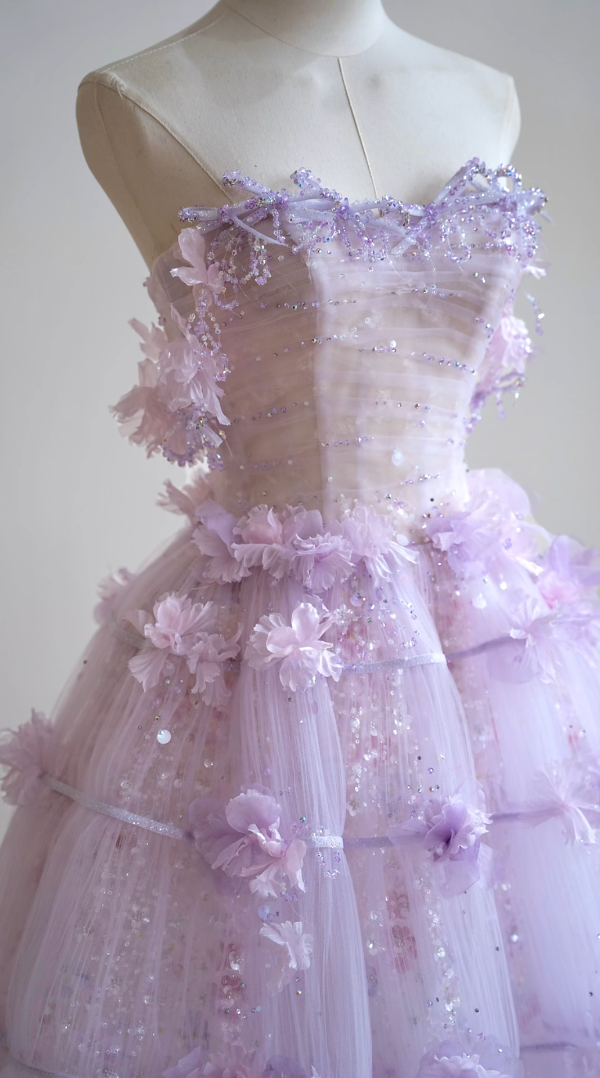 Charming Off-Shoulder Purple Prom Dress Appliques Sequins A-Line Formal Dress GG7162