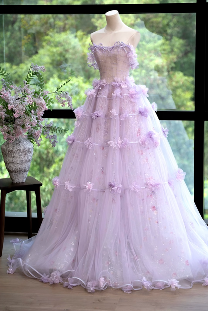 Attractive Off-Shoulder Purple Prom Dress Appliques Sequins A-Line Formal Dress GG7164