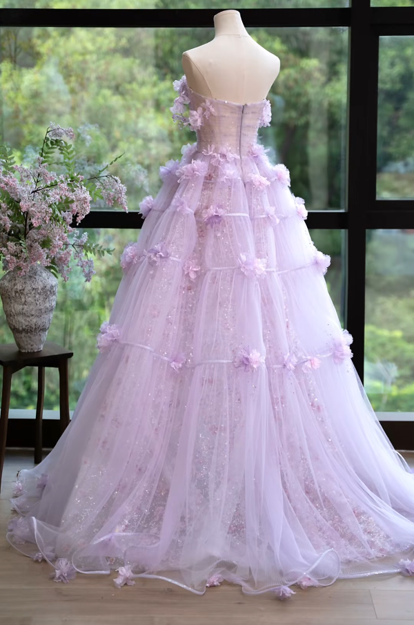 Attractive Off-Shoulder Purple Prom Dress Appliques Sequins A-Line Formal Dress GG7164