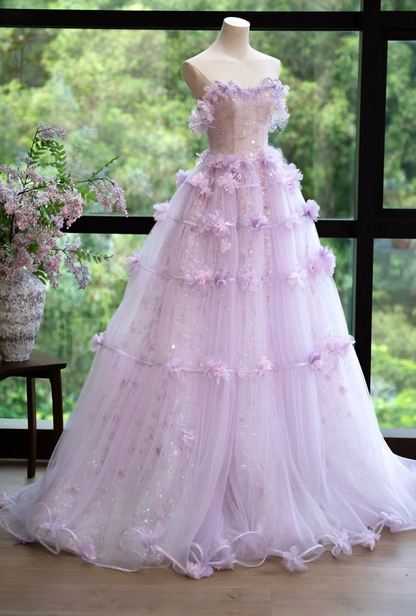 Attractive Off-Shoulder Purple Prom Dress Appliques Sequins A-Line Formal Dress GG7164