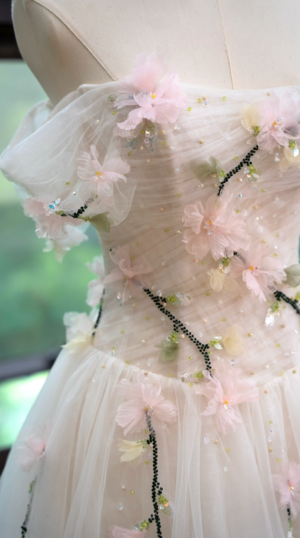 Lovely Off-Shoulder Homecoming Dress Floral Sequins A-Line Birthday Dress GG7167