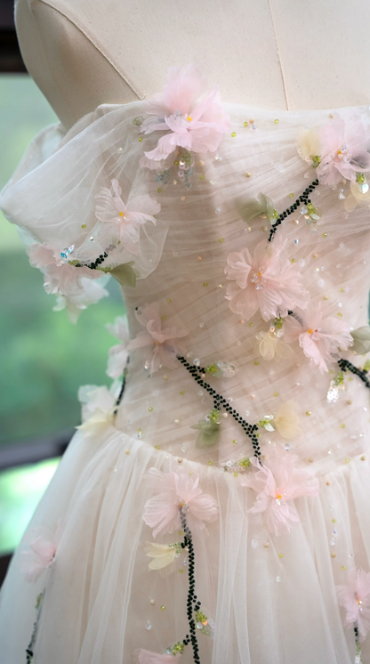 Lovely Off-Shoulder Homecoming Dress Floral Sequins A-Line Birthday Dress GG7167