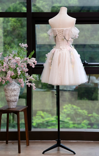 Lovely Off-Shoulder Homecoming Dress Floral Sequins A-Line Birthday Dress GG7167