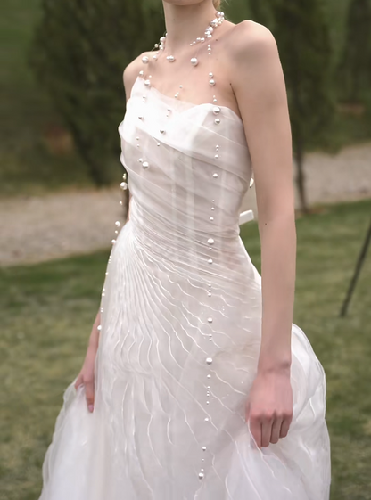 Alluring Strapless Wedding Dress Tulle A-Line Bridal Dress GG7178