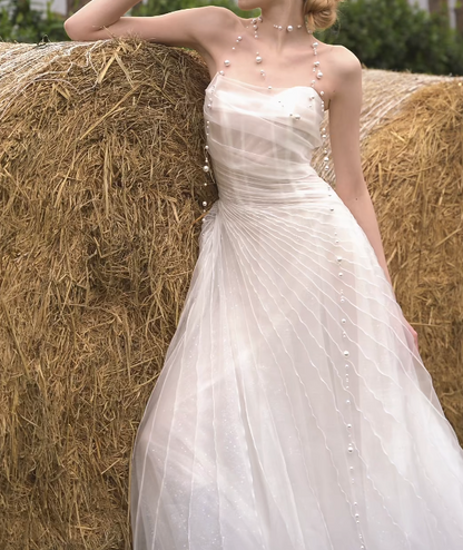 Alluring Strapless Wedding Dress Tulle A-Line Bridal Dress GG7178