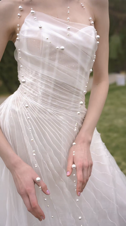 Alluring Strapless Wedding Dress Tulle A-Line Bridal Dress GG7178