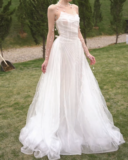 Alluring Strapless Wedding Dress Tulle A-Line Bridal Dress GG7178