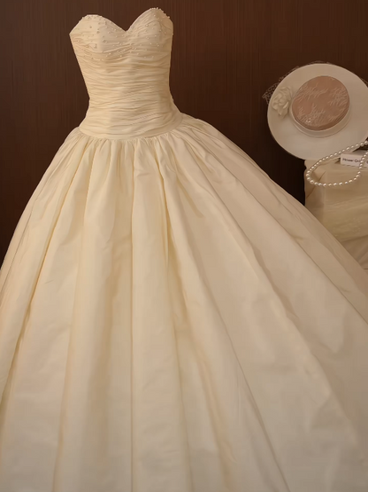 Classical Strapless Wedding Dress Beads A-Line Bridal Dress GG7179