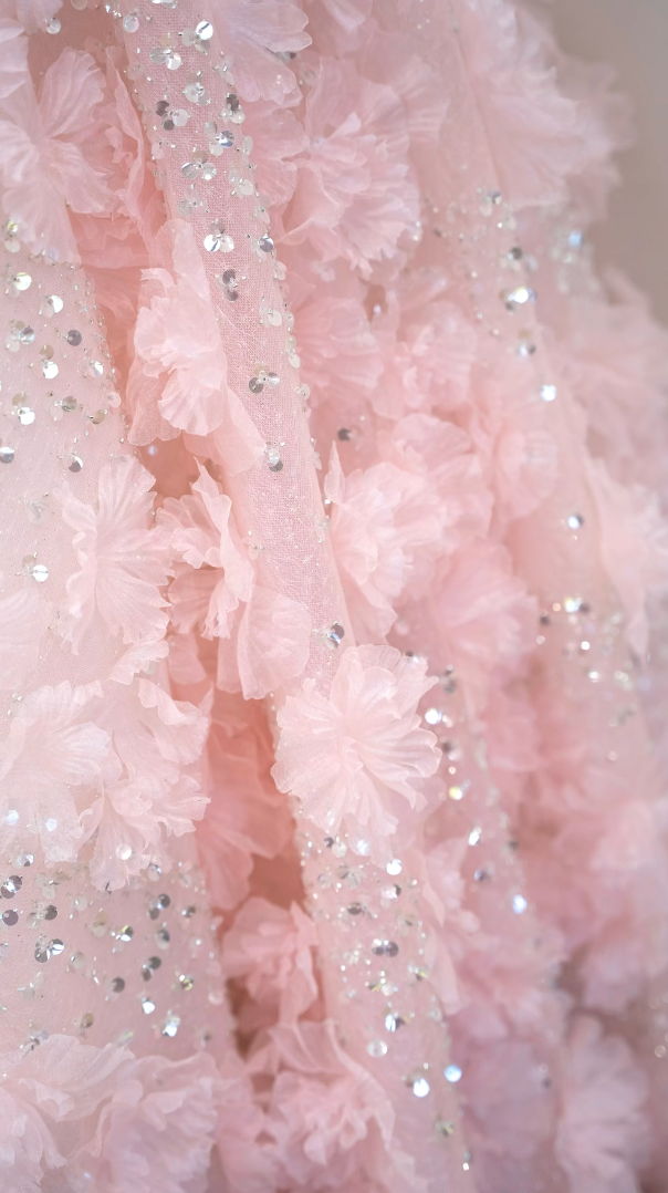 Lovely Strapless Pink Prom Dress Appliques Sequins A-Line Formal Dress GG7185