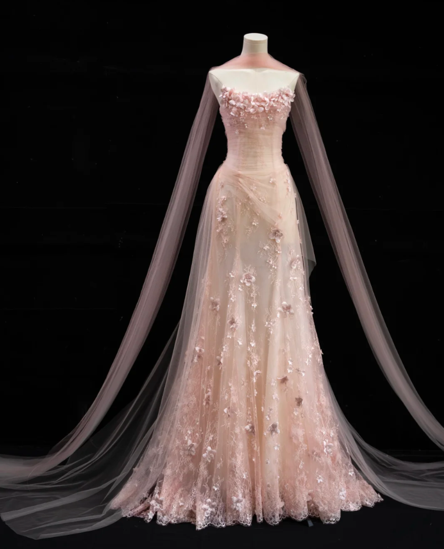 Adorable Strapless Pink Prom Dress With Scarf Appliques Sequins A-Line Formal Dress GG7186
