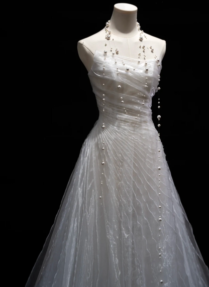 Gorgeous Strapless Wedding Dress Tulle A-Line Bridal Dress GG7191