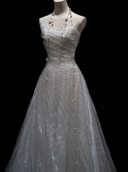 Gorgeous Strapless Wedding Dress Tulle A-Line Bridal Dress GG7191