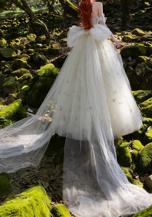 Glam Off-Shoulder Prom Dress Appliques Tulle A-Line Formal Dress GG7199