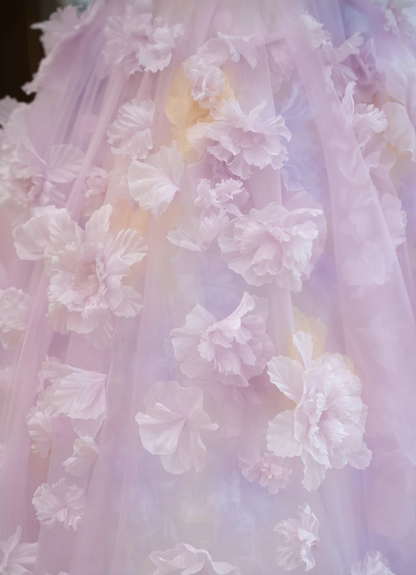 Ornate Off-Shoulder Purple Prom Dress Appliques Tulle A-Line Evening Dress GG7213