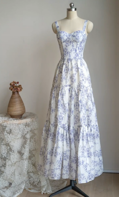 Charming Spaghetti Straps Prom Dress Floral A-Line Formal Dress GG7230
