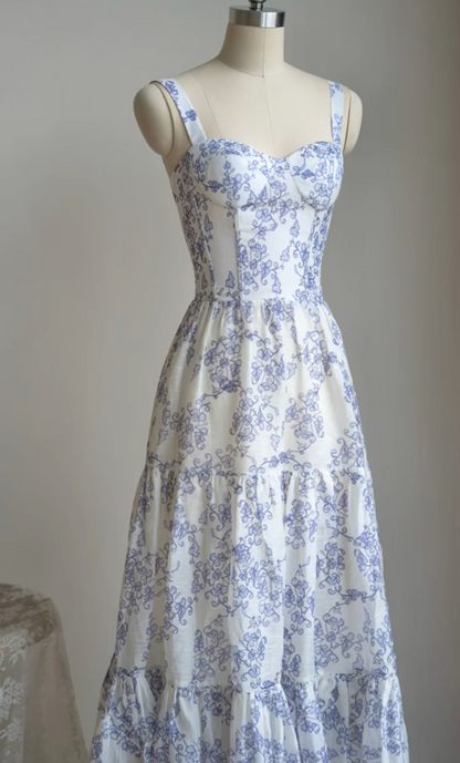 Charming Spaghetti Straps Prom Dress Floral A-Line Formal Dress GG7230