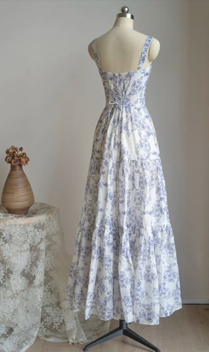 Charming Spaghetti Straps Prom Dress Floral A-Line Formal Dress GG7230
