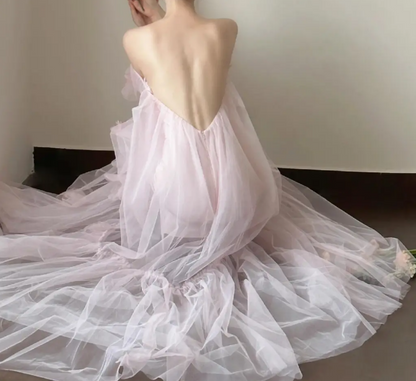 Dreamy Off-Shoulder Floral Prom Dress Pink Tulle A-Line Formal Dress GG7245