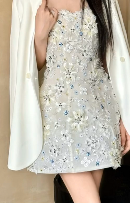 Unique Strapless White Homecoming Dress Appliques A-Line Birthday Dress GG7249