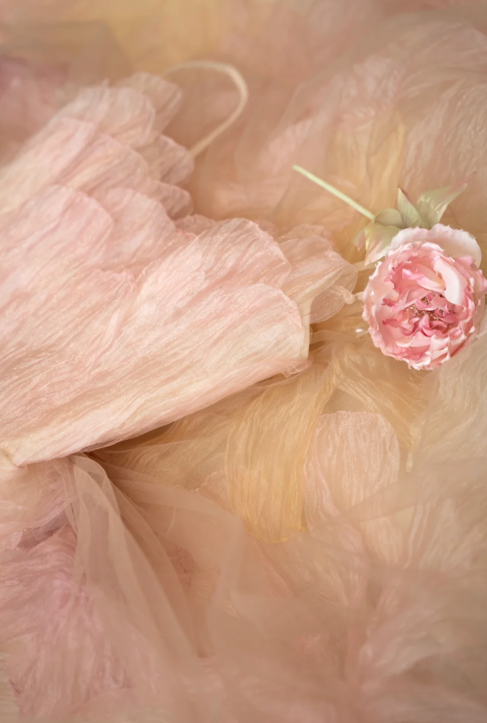 Vintage Spaghetti Straps Prom Dress Pastel Pink Floral A-Line Formal Dress GG7256