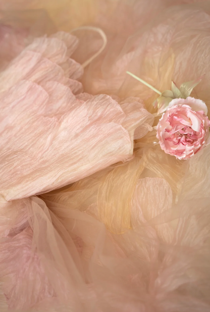 Vintage Spaghetti Straps Prom Dress Pastel Pink Floral A-Line Formal Dress GG7256