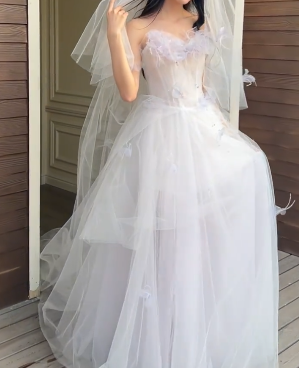Ethereal Pastel Purple Prom Dress Floral Sequins Tulle A-Line Formal Dress GG7259