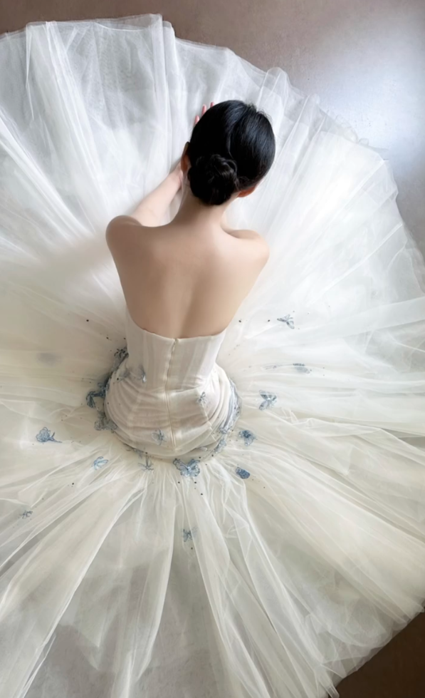 Charming Strapless Blue Prom Dress Sequins Tulle Mermaid Formal Dress GG7262