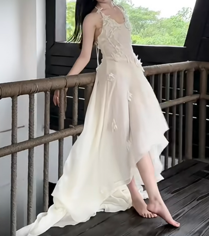 Fascinating Ivory Halter Prom Dress Appliques A-Line Formal Dress GG7263