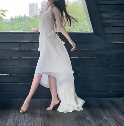 Fascinating Ivory Halter Prom Dress Appliques A-Line Formal Dress GG7263