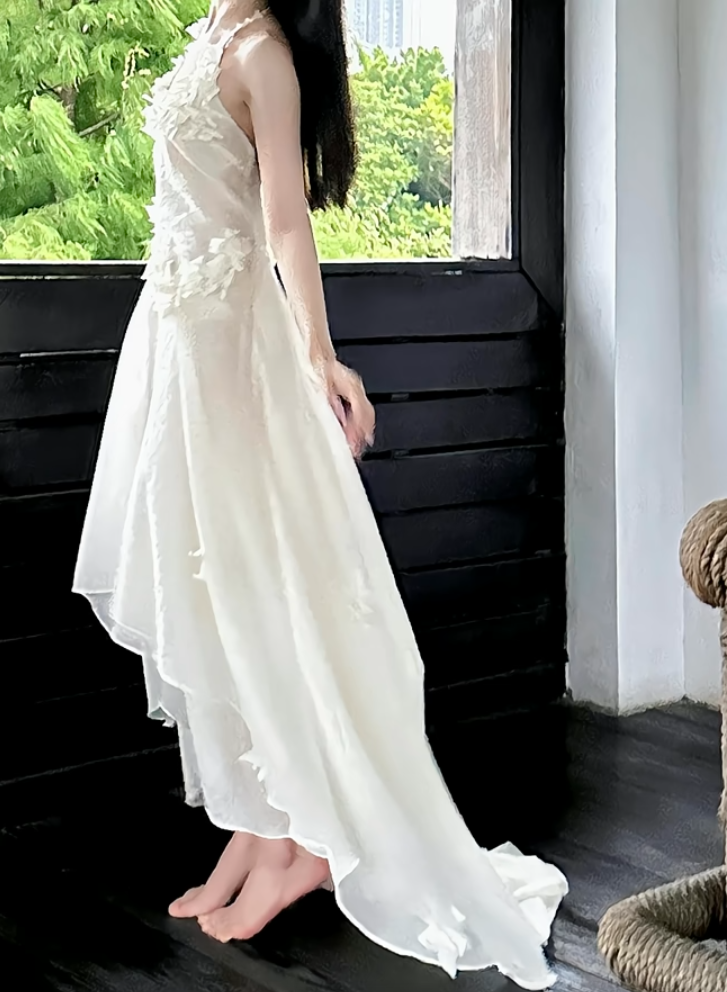 Fascinating Ivory Halter Prom Dress Appliques A-Line Formal Dress GG7263