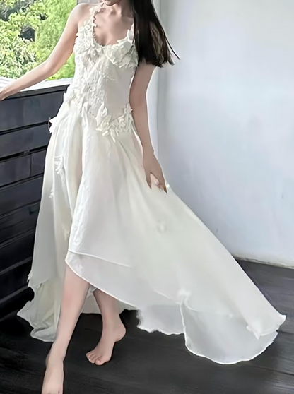Fascinating Ivory Halter Prom Dress Appliques A-Line Formal Dress GG7263