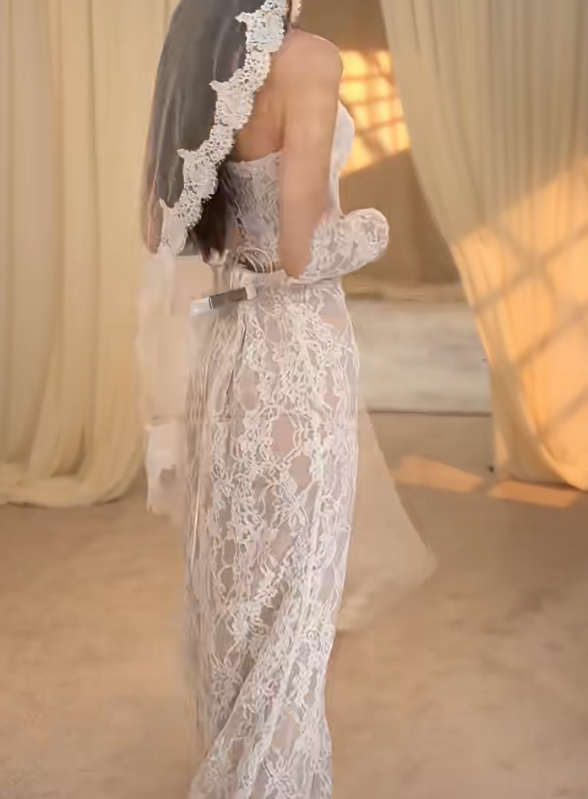Glam Strapless Wedding Dress Lace Mermaid Bridal Dress GG7274