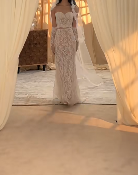 Glam Strapless Wedding Dress Lace Mermaid Bridal Dress GG7274