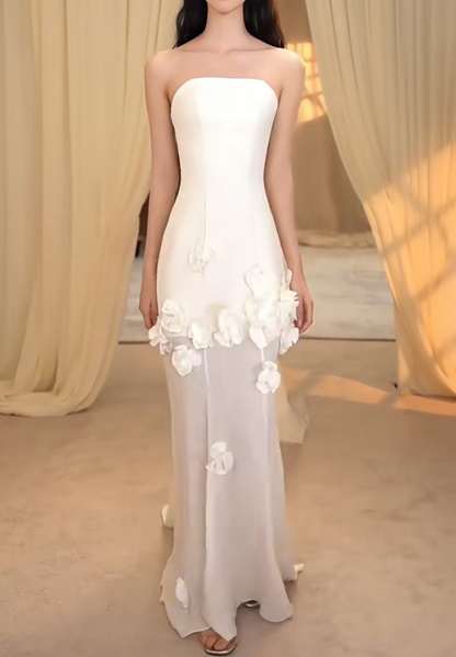Chic Strapless Wedding Dress Appliques Mermaid Bridal Dress GG7280