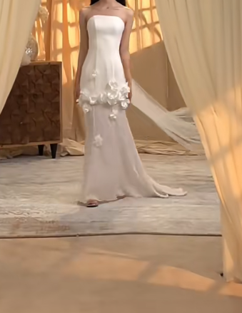 Chic Strapless Wedding Dress Appliques Mermaid Bridal Dress GG7280