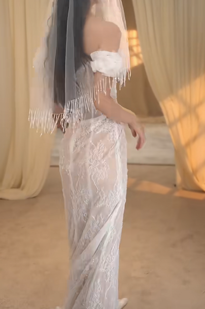 Alluring Off-Shoulder Wedding Dress Lace Mermaid Bridal Dress GG7283