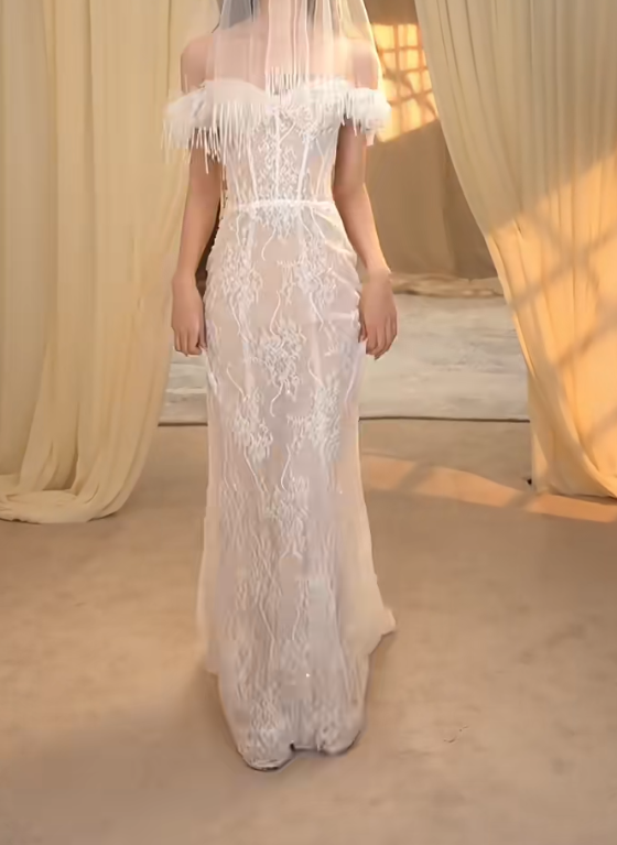 Alluring Off-Shoulder Wedding Dress Lace Mermaid Bridal Dress GG7283